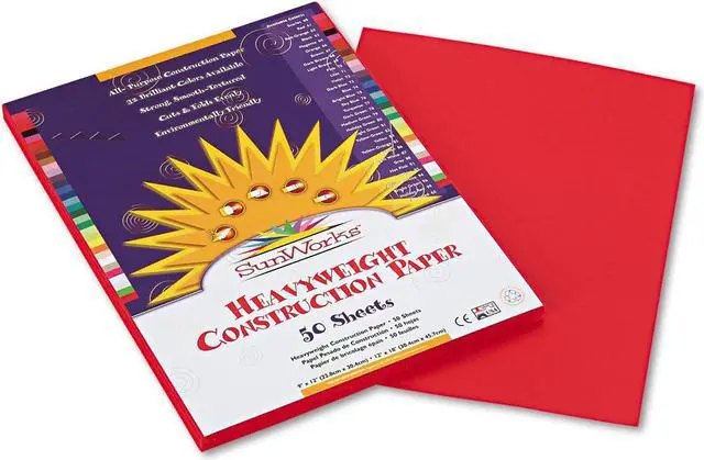 Alt view image 4 of 8 - Pacon 9903 SunWorks Construction Paper  Heavyweight  9 x 12  Holiday Red  50 Sheets