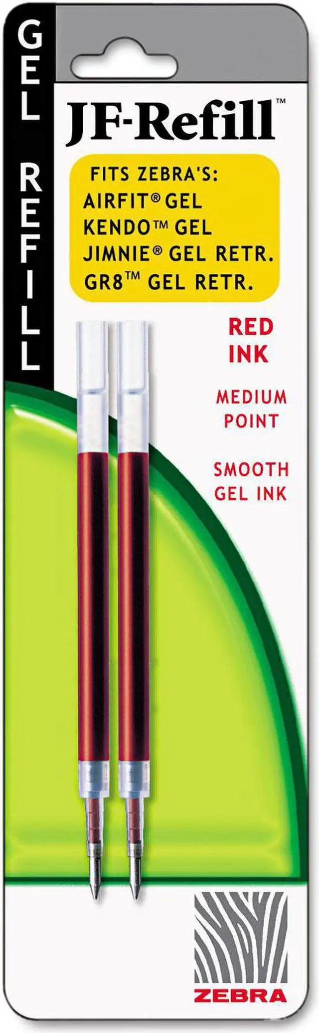 Main image of Zebra JF Refill for Jimnie Gel RT/Airfit Gel/Kendo Gel Roller Ball, Med,Red,2/Pack, PK - ZEB87032