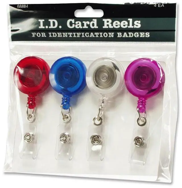 Alt view image 3 of 9 - Baumgartens ID Card Reel w/ Belt Clip 30"L 4/PK Translucent RD BE CL PE 68884