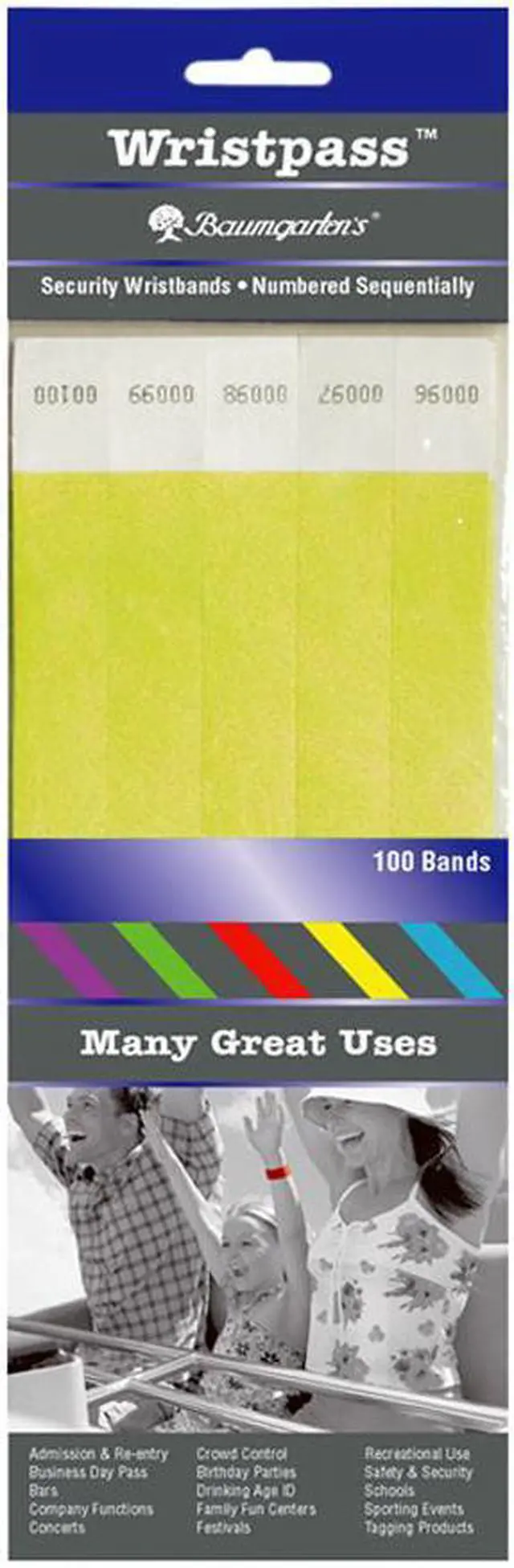 Alt view image 3 of 12 - Baumgartens Security Wrist Band,Tear-Resistant,10"x3/4", 100/PK, YW 85070