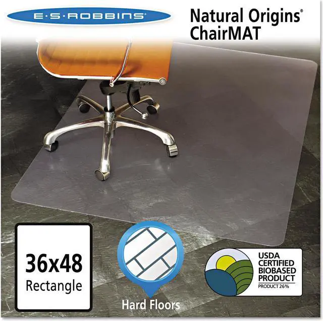 Alt view image 2 of 15 - ES Robbins Natural Origins Chair Mat For Hard Floors 36 x 48 Clear 143007