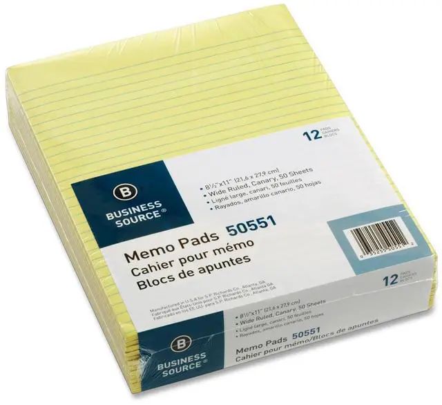 Alt view image 2 of 5 - Memorandum Pads 8-1/2"x11" Wide Ruled 50Shts/PD Canary