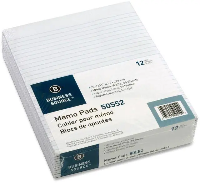 Alt view image 2 of 3 - Memorandum Pads 8-1/2"x11" Wide Ruled 50Shts/PD White