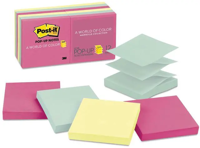 Alt view image 2 of 20 - Post-it Original Pop-up Refill 3 x 3 Assorted Marseille Colors 100-Sheet 12/Pack R33012AP