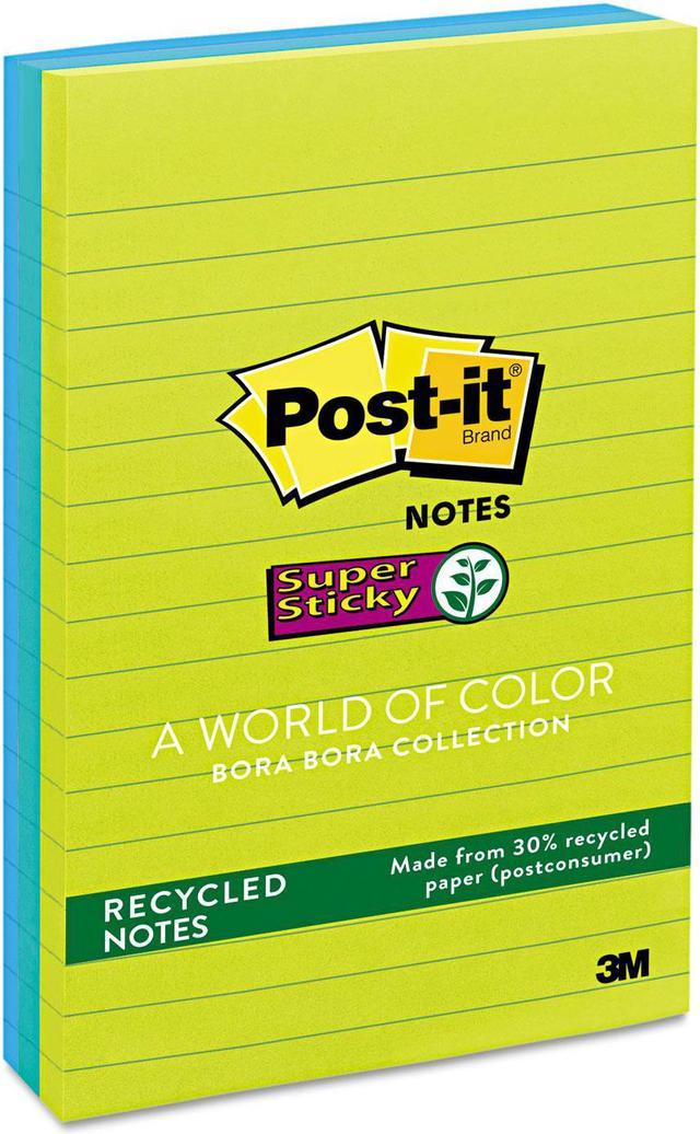 Post-it Notes Super Sticky Pads in Miami Colors, 4 x 6, 90/Pad, 3