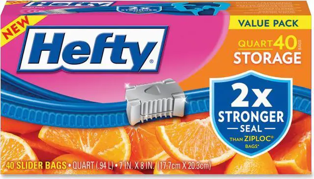 Alt view image 4 of 11 - Pactiv Corporation Hefty Slider Storage Bags 1Qt 40/BX Clear R81240