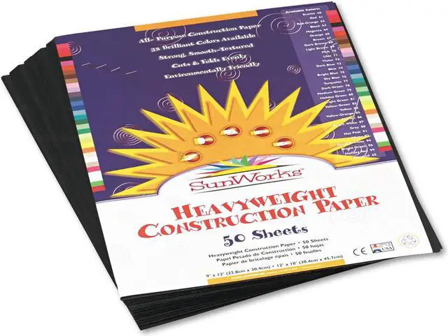 Alt view image 3 of 6 - Pacon 6303 SunWorks Construction Paper Heavyweight 9 x 12 Black 50 Sheets
