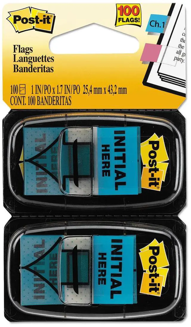 Main image of 3M 680IH2 Message Flags Initial Here Blue Two 50-Flag Dispensers per Pack