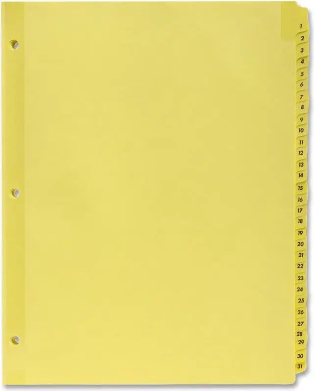 Alt view image 3 of 5 - Plastic Tab Indexes 3HP Printed 1-31 8-1/2"x11" 31 Tabs Buff