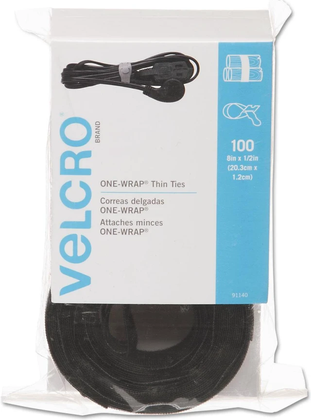 Alt view image 10 of 12 - Reusable Self-Gripping Cable Ties 1/2 x Eight Inches Black 100 Ties/Pack