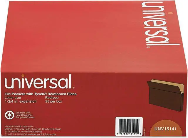 Main image of UNIVERSAL 1 3/4 Inch Expanding File Pockets Straight Tab Letter Redrope/Manila