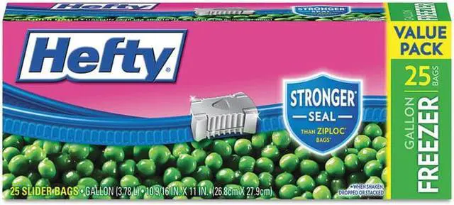 Alt view image 2 of 9 - Hefty One Zip Slider Bags Freezer 1gal 2.5 mil Clear 25/Box R82425