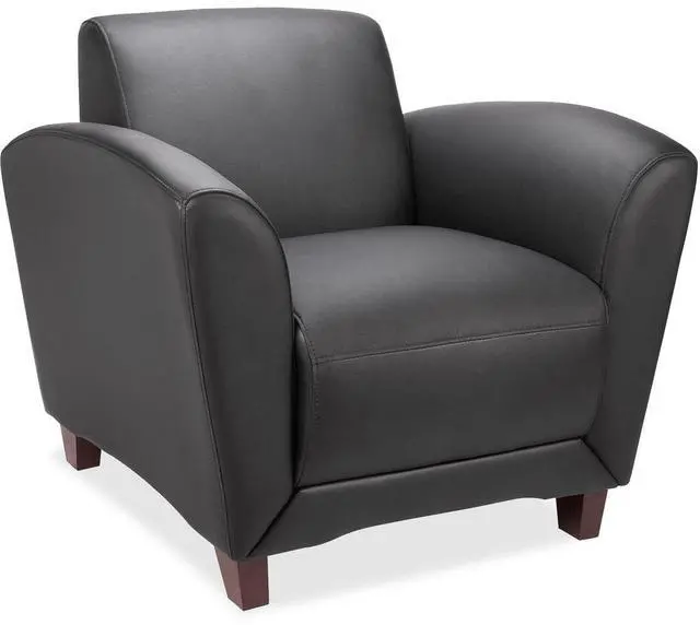 Main image of Lorell Reception Chair Bonded 36"x34-1/2"x31-1/4" Black Leather 68952