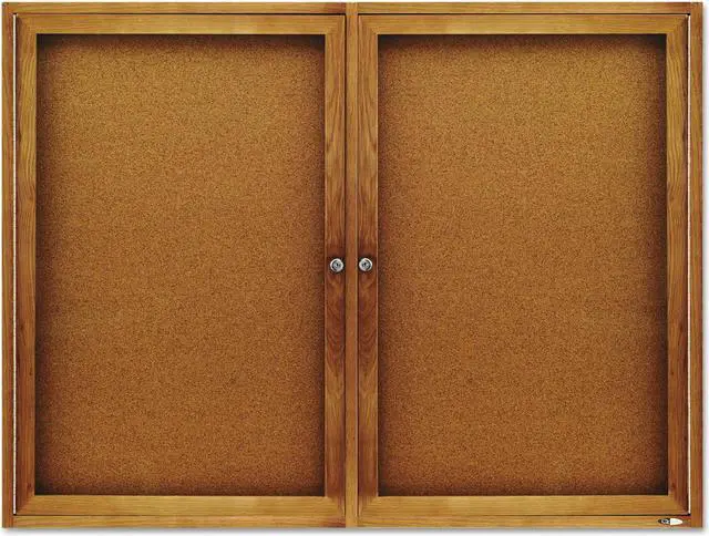 Alt view image 4 of 20 - Quartet Enclosed Bulletin Board Natural Cork/Fiberboard 48 x 36 Oak Frame 364