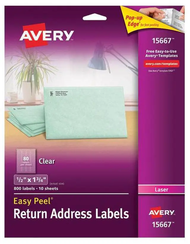 Alt view image 7 of 20 - Easy Peel Mailing Labels For Laser Printers, 1/2 X 1-3/4, Clear, 800/P
