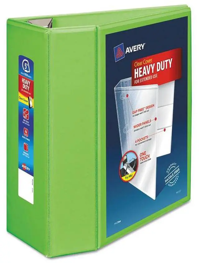 Alt view image 2 of 13 - Avery Heavy-Duty View Binder w/Locking EZD Rings 5" Cap Chartreuse 79815