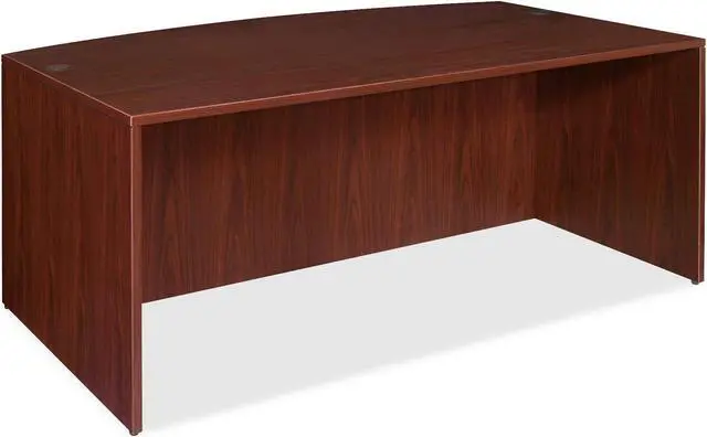 Alt view image 3 of 11 - Lorell Bowfront Desk Shell 72"x36"x29-1/2" Mahogany 69370