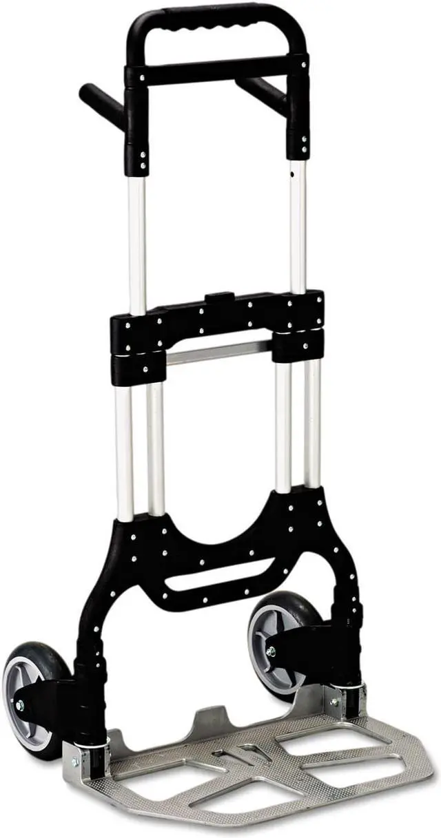 Alt view image 4 of 17 - Safco Stow-Away Hand Truck Telescopic Handle - 500 lb Capacity - 8" Caster - Aluminum - 24" x 23.3" x 50"