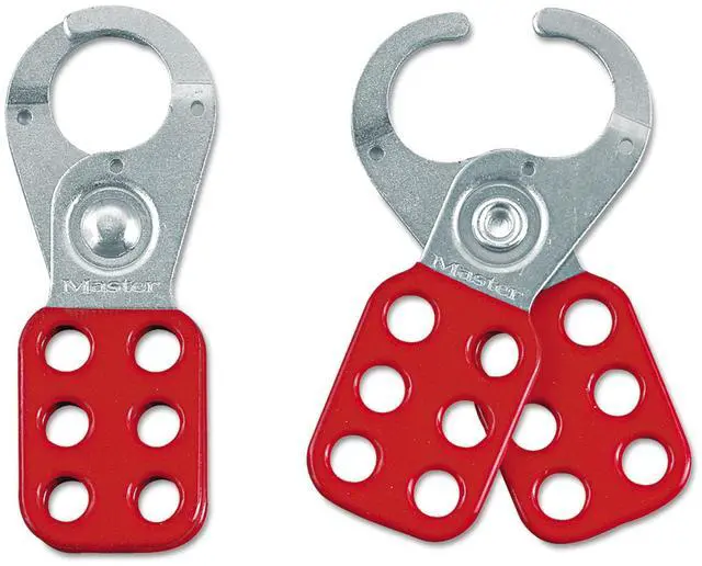 Main image of Safety Lockout Hasps,  1 in Jaw Dia., Red