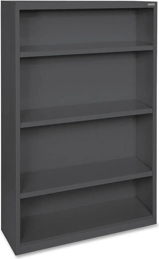 Alt view image 2 of 15 - Lorell Steel Bookcase 4-Shelf 34-1/2"x12-5/8"x60" Black 41288