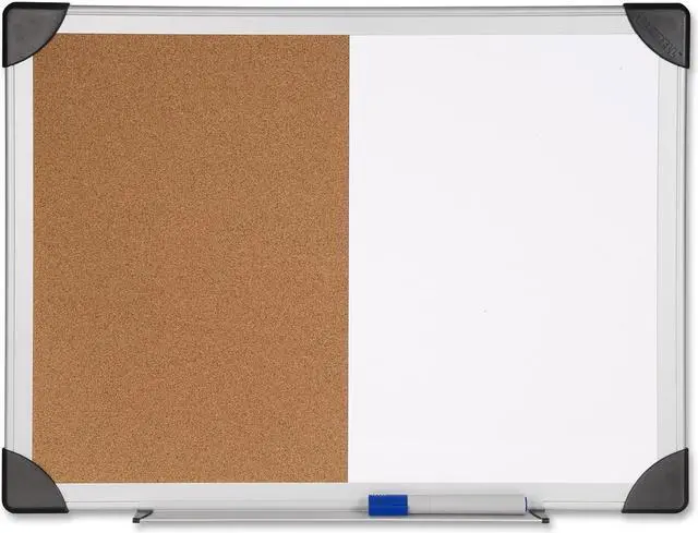 Alt view image 3 of 11 - Lorell Combo Board Dry-Erase/Cork 24"x36" Aluminum Frame 19291