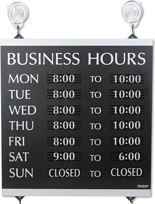 Alt view image 5 of 11 - Headline Sign Century Series Business Hours Sign Heavy-Duty Plastic 13 x 14 Black 4247