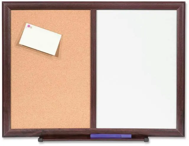 Alt view image 5 of 8 - Lorell Bulletin Board Combo Dry-Erase/Cork 24"x18" Mahogany Frame 84270