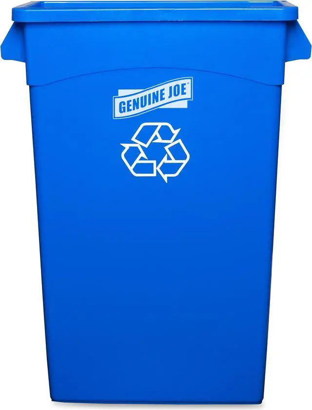 Alt view image 5 of 19 - Genuine Joe Recycling Container 23 Gallon 22-1/2"x11"x30" Blue 57258