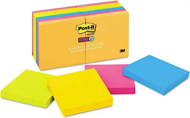 Alt view image 5 of 20 - Post-it Pads in Rio de Janeiro Colors 3 x 3 90-Sheet 12/Pack 65412SSUC