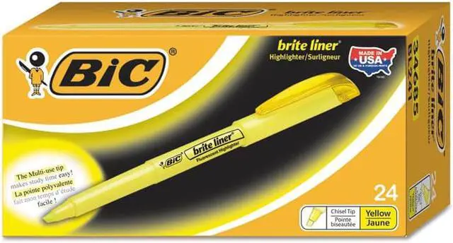 Alt view image 2 of 3 - BIC Brite Liner Highlighter Chisel Tip Yellow Ink 24/Pack BL241YW