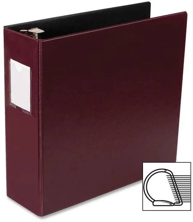 Main image of Business Source D-Ring Binder w/Label Holder Hvy-Dty 3" Burgundy 33114