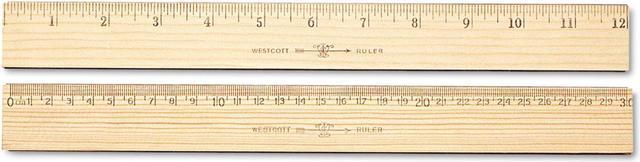 Westcott Wood Ruler with Single Metal Edge, 15