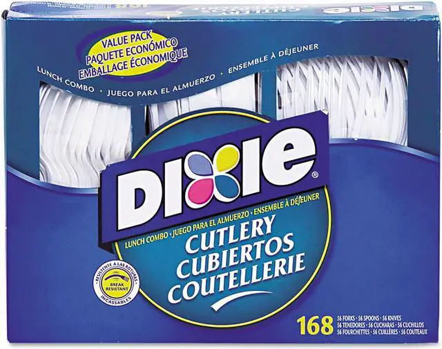 Alt view image 4 of 8 - Combo Pack Tray w/ White Plastic Utensils 56 Forks 56 Knives 56 Spoons