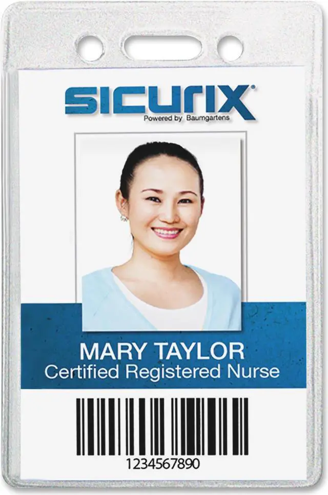Alt view image 3 of 11 - Baumgartens Vinyl Punched ID Badge Holders - Vertical - 3.5" x 2.5" - Vinyl - 50 / Pack - Clear