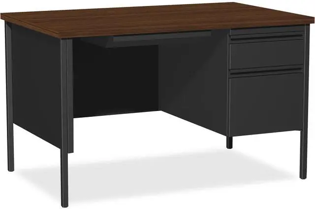 Main image of Lorell Right Single Ped. Desk RH 48"x30"x29-1/2" Black Walnut 66902
