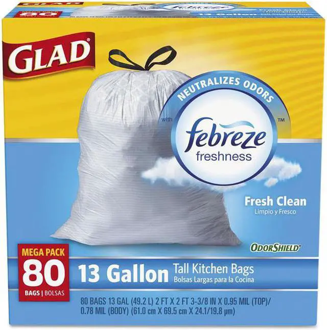 Alt view image 3 of 8 - Tall Kitchen Bags Drawstring 13gal. 80BG/BX Fresh Clean