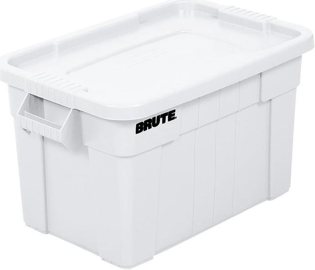 Rubbermaid Commercial Products Brute Tote Storage Container With Lid,  20-Gallon, White (FG9S3100WHT)