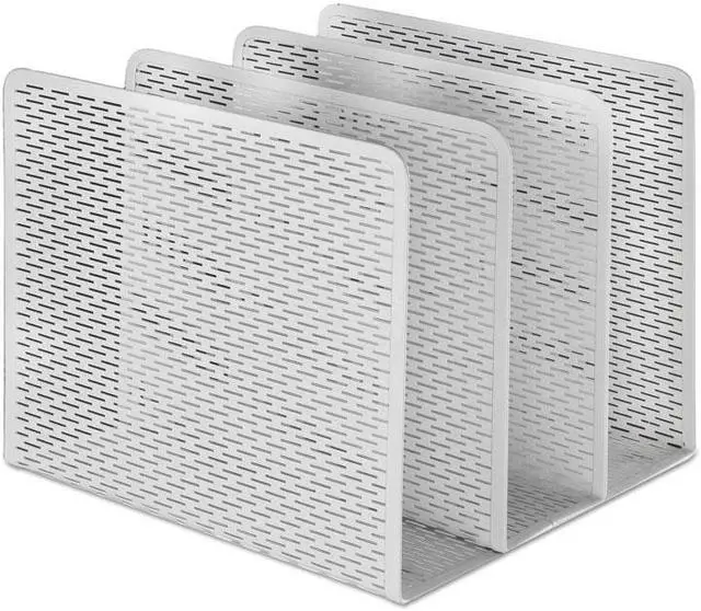 Main image of Artistic Urban Collection Punched Metal File Sorter Three Sections 8 x 8 x 7 1/4 White ART20009WH