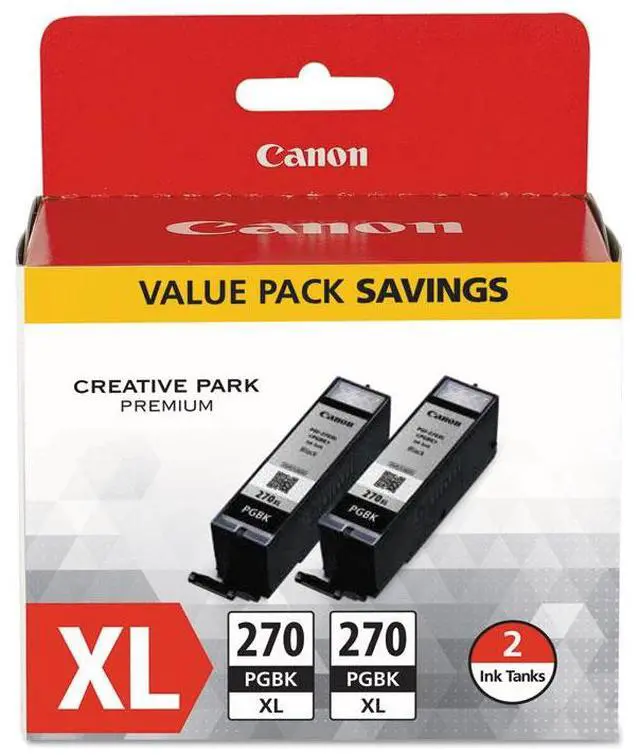 Alt view image 3 of 19 - Canon PGI-270 XL High Yield Ink Cartridge - Dual Pack - Pigmented Black