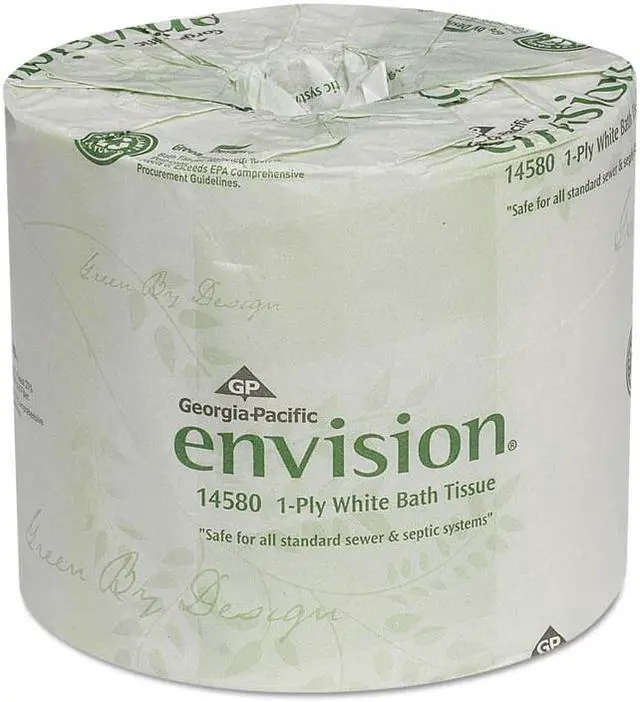 Alt view image 3 of 14 - envision One-Ply Bathroom Tissue, 1210 Sheets/Roll, 80 Rolls/Ctn