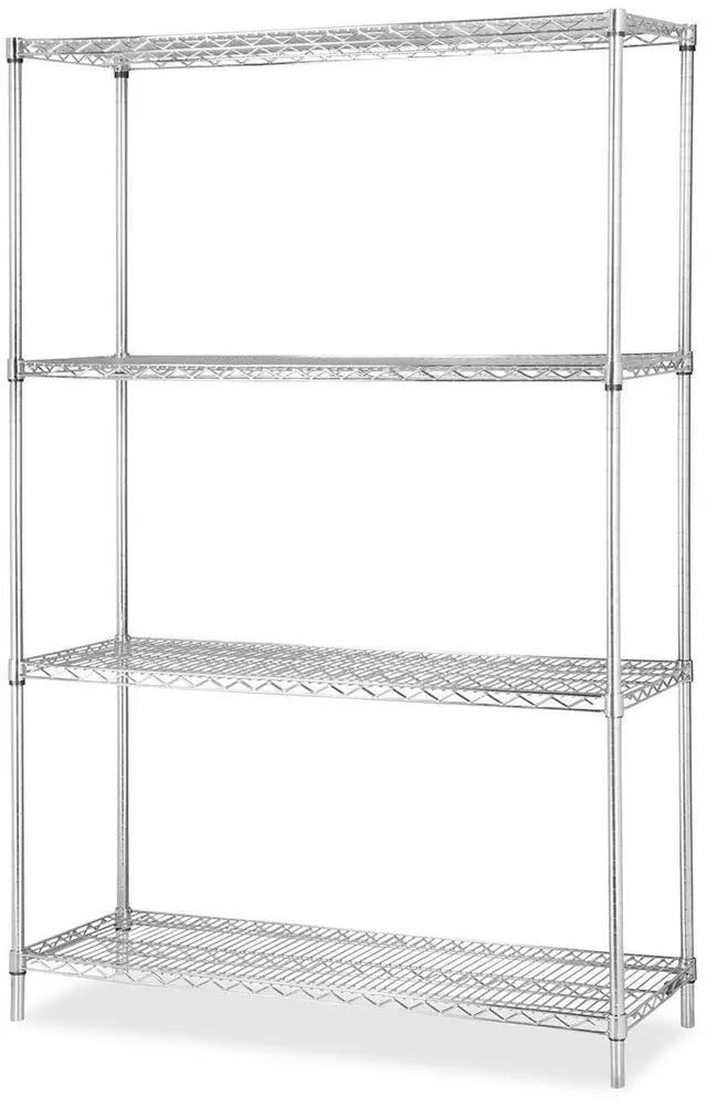 Main image of Lorell Industrial Chrome Wire Shelving Starter Kit - 36" Width x 24" Depth - Steel - Chrome  LLR84184