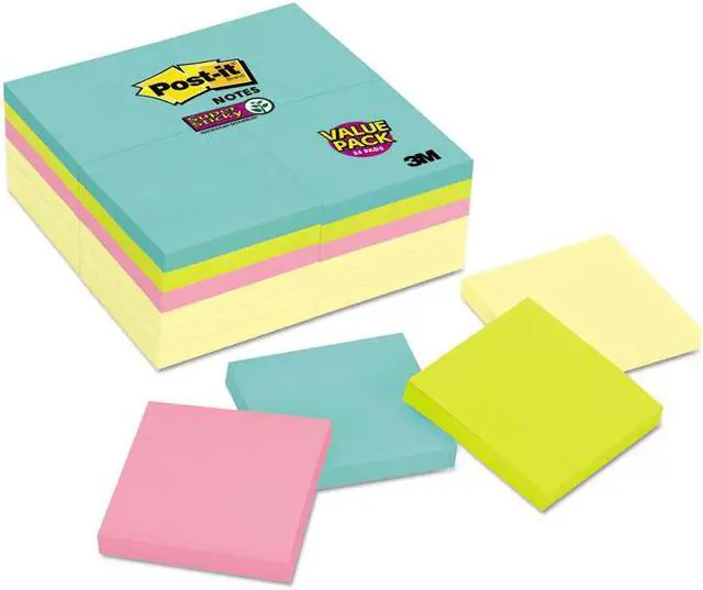 Main image of Post-it Note Pads Office Pack 3 x 3 Canary/Miami 90/Pad 24 Pads/Pack 65424SSCYM