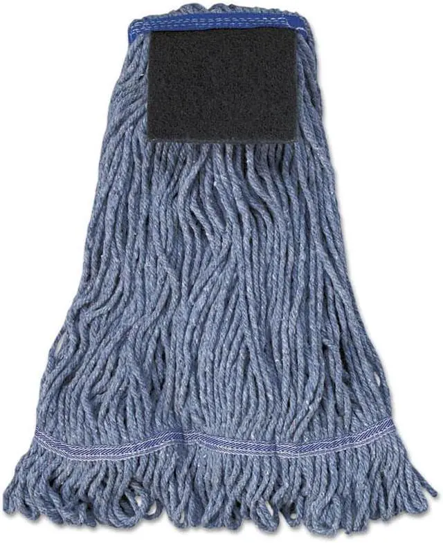 Alt view image 2 of 4 - Boardwalk - UNS 903BL - Mop Head, Loop-End, Cotton With Scrub Pad, Large, 12/Carton