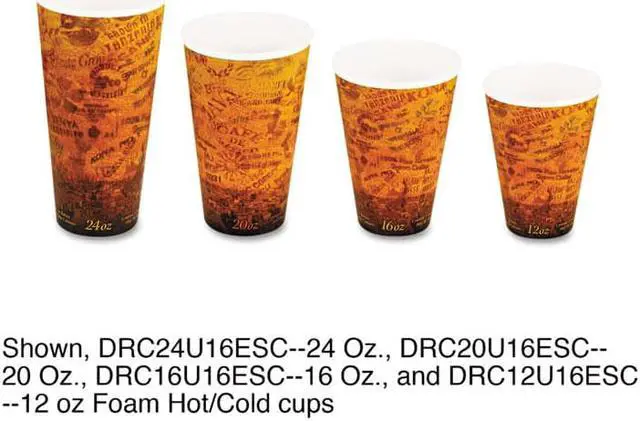 Alt view image 2 of 3 - Foam Hot/Cold Cups, 12Oz, Brown/Black,