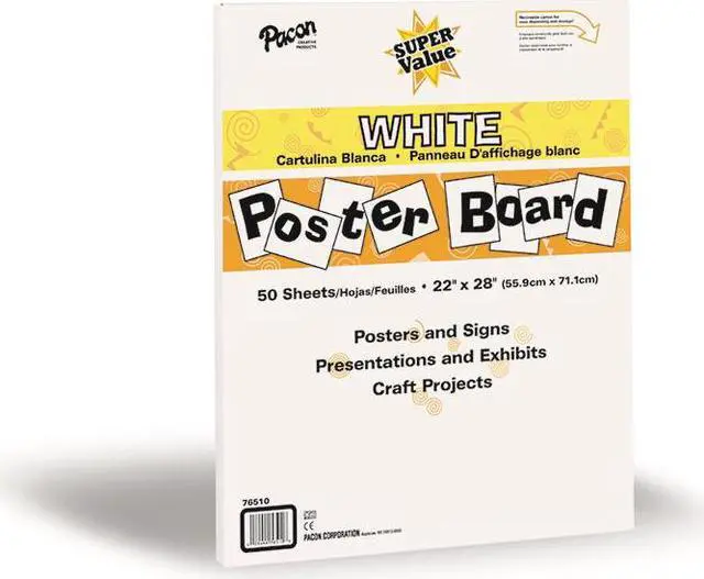 Alt view image 2 of 13 - Pacon Super Value Posterboard 22 x 28 White Single Pack of 50 sheets 76510