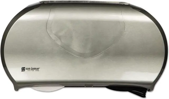 Main image of San Jamar Twin Jumbo Bath Tissue Dispenser 19 1/4 x 6 x 12 1/4 Black/Stainless