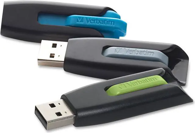 Alt view image 3 of 16 - Verbatim Store 'n' Go V3 16GB USB 3.0 Flash Drive - 3pk - Blue, Green, Gray 99126