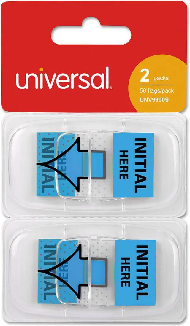 Main image of Universal Deluxe Message Arrow Flags "Intital Here" Blue 100/Pack 99009
