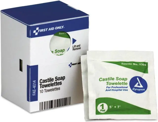 Main image of First Aid Only FAE4014 Refill F/Smartcompliance General Business Cabinet, Castile Soap Wipes,5X7,10/Bx