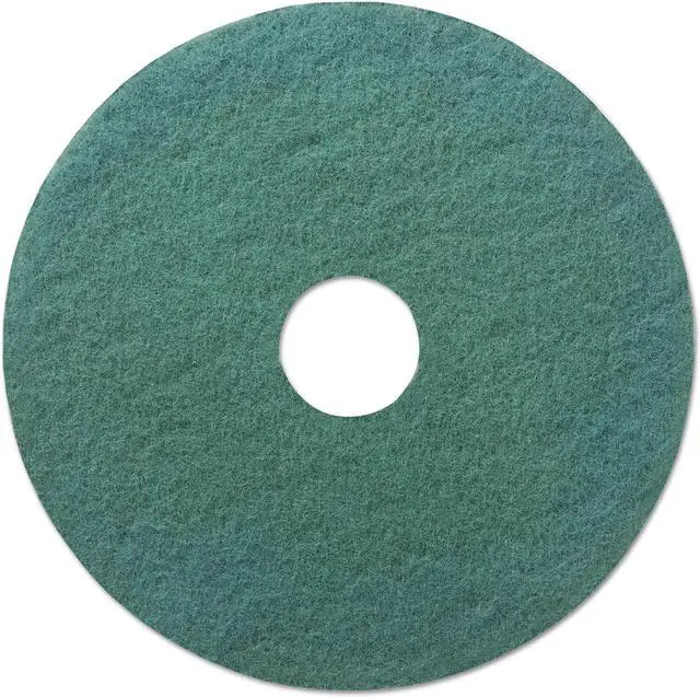 Alt view image 2 of 9 - Standard 18-Inch Diameter Heavy-Duty Scrubbing Floor Pads, Green, 5/Carton BWK4018GRE